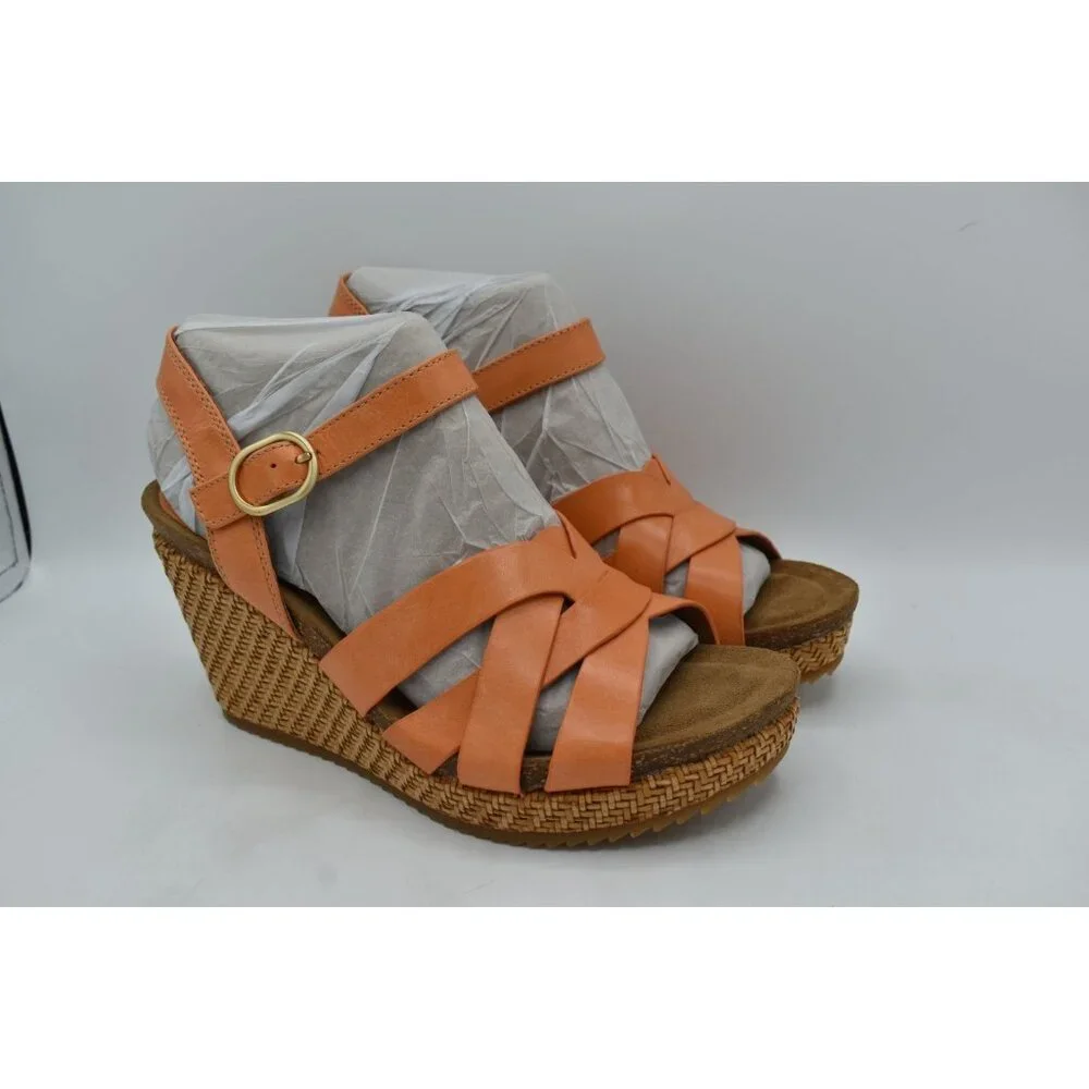 Sofft Womens Size‎ 11 Carlana Sunset Orange Leather Wedge Sandals Shoes